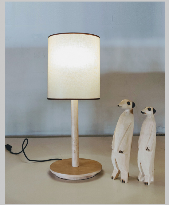 Amara Cylinder Table Lamp Beige Creative Wood